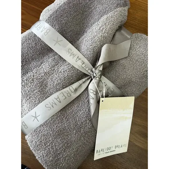 Barefoot Dreams CozyChic Block Throw Blanket 45x60 Gray Taupe NWT - Picture 4 of 4